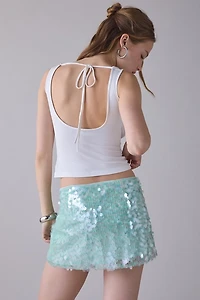 UO Olivia Paillette Sequin Low Rise Micro Mini Skirt