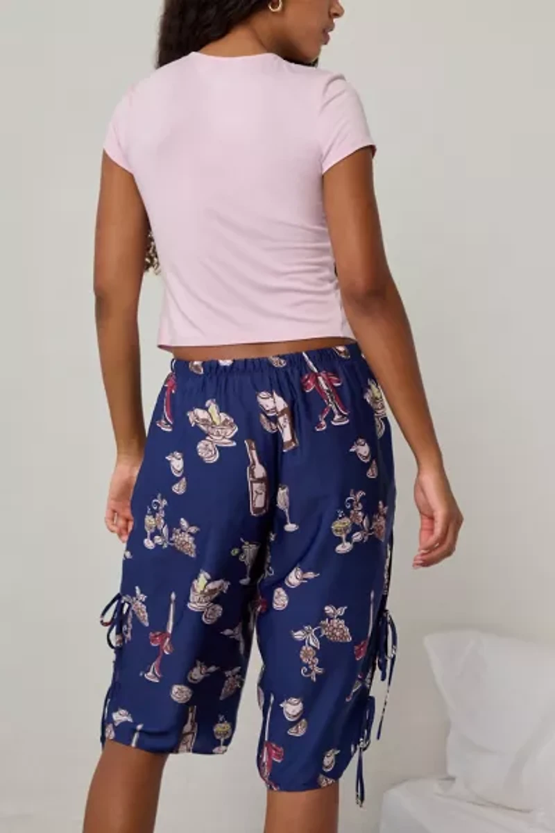 Out From Under Goodnight Kiss Side-Tie Satin Long Pajama Short