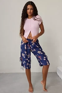 Out From Under Goodnight Kiss Side-Tie Satin Long Pajama Short