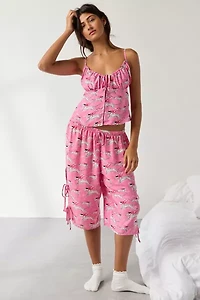 Out From Under Goodnight Kiss Side-Tie Satin Long Pajama Short