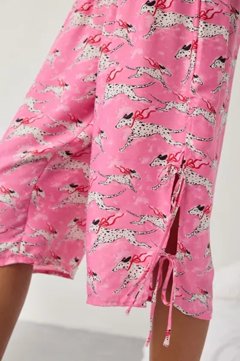 Out From Under Goodnight Kiss Side-Tie Satin Long Pajama Short