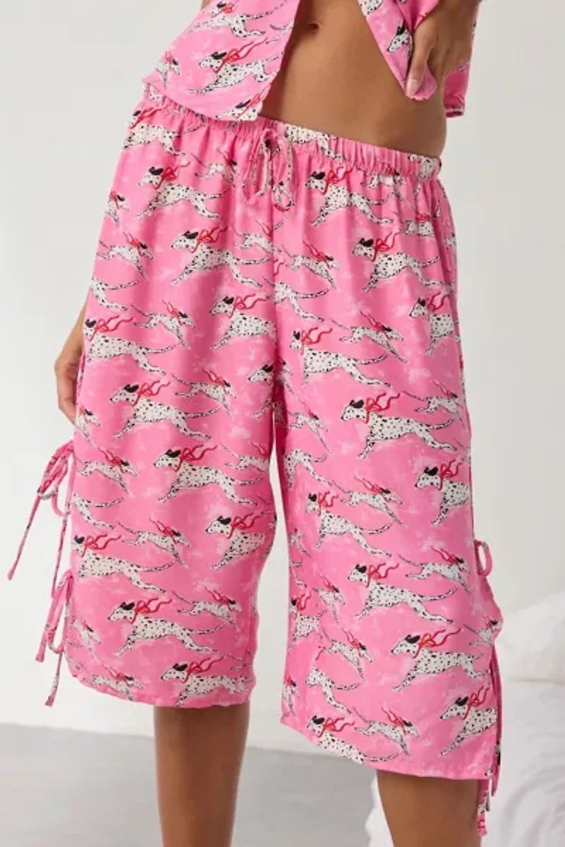 Out From Under Goodnight Kiss Side-Tie Satin Long Pajama Short