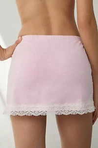 Out From Under Bec Lace Trim Low-Rise Micro Mini Skort