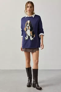 BDG Reagan Dog Graphic Oversized Rollneck Sweater