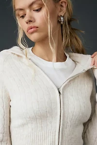 BDG Monet Cable Knit Zip-Up Hoodie Sweatshirt