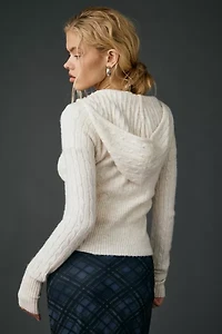 BDG Monet Cable Knit Zip-Up Hoodie Sweatshirt