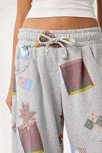 Out From Under Essential Patchwork Graphic Barrel Leg Sweatpant