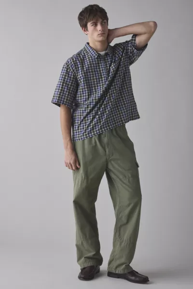 iets frans... Check Quarter Zip Short Sleeve Shirt