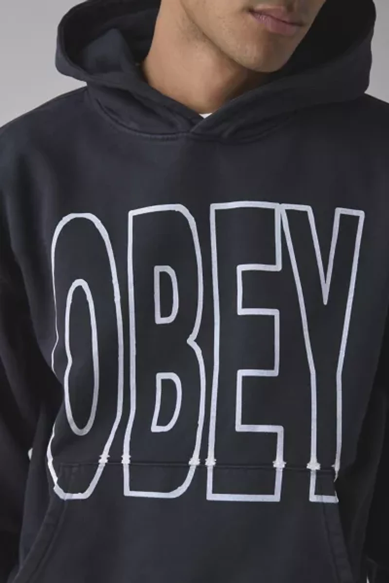 OBEY Manor Logo Faded Hoodie Sweatshirt
