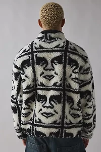 OBEY Repeated Icon Pattern Fleece Jacket