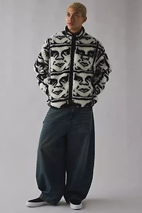 OBEY Repeated Icon Pattern Fleece Jacket