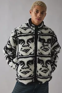 OBEY Repeated Icon Pattern Fleece Jacket