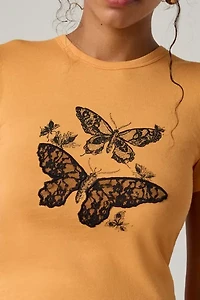 Butterfly Lace Embroidered Graphic Baby Tee