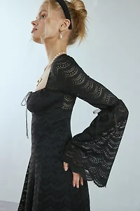 Kimchi Blue Alina Ribbon Trim Lace Bell Sleeve Mini Dress