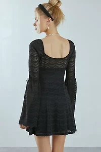 Kimchi Blue Alina Ribbon Trim Lace Bell Sleeve Mini Dress