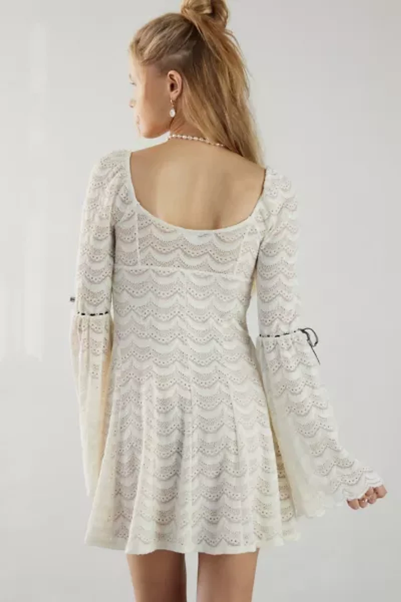 Kimchi Blue Alina Ribbon Trim Lace Bell Sleeve Mini Dress