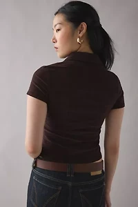 BDG Polly Corduroy Slim Short Sleeve Button-Up Shirt