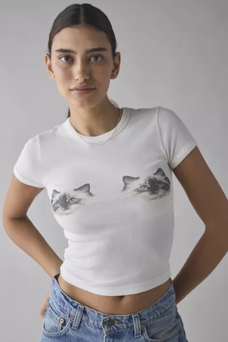 Kimchi Blue Too Perfect Cat Graphic Baby Tee