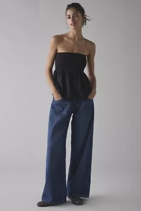 ReMADE By UO Made LA EcoVero™ Linen Smocked Babydoll Tube Top