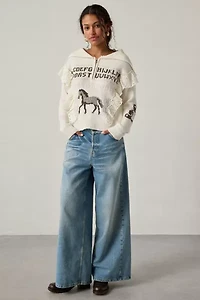 Kimchi Blue Paloma Lace Trim 1/4 Zip Pullover Sweater