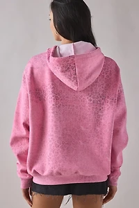 Leopard Print Butterfly Graphic Oversized Zip-Up Hoodie Sweatshirt