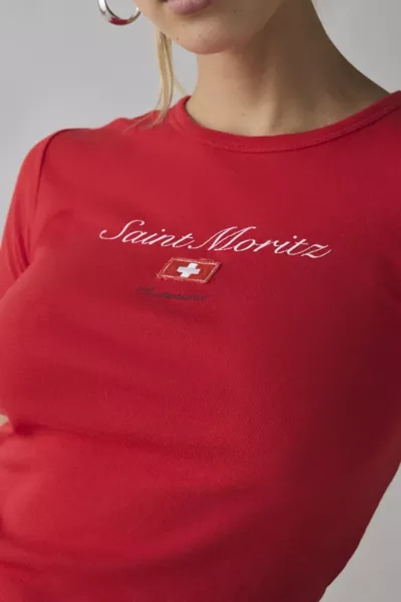 St.Moritz Flag Applique Graphic Baby Tee