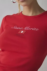 St.Moritz Flag Applique Graphic Baby Tee