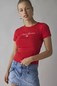 St.Moritz Flag Applique Graphic Baby Tee