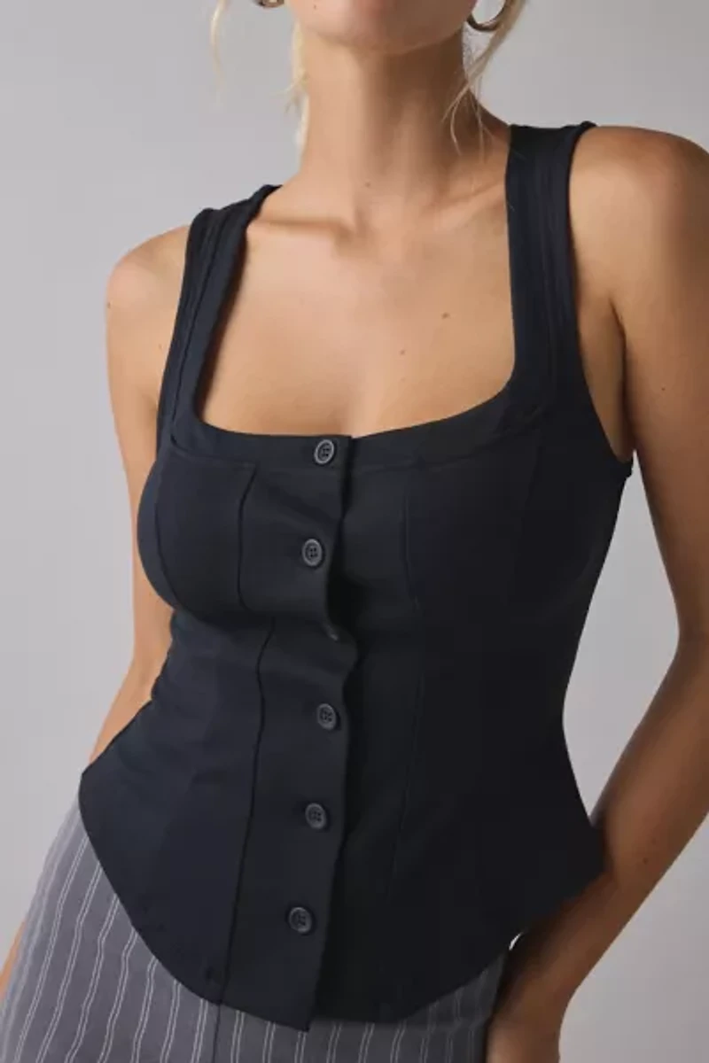 UO Scarlet Tailored Ponte Button Front Vest Top