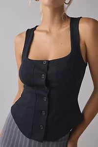 UO Scarlet Tailored Ponte Button Front Vest Top
