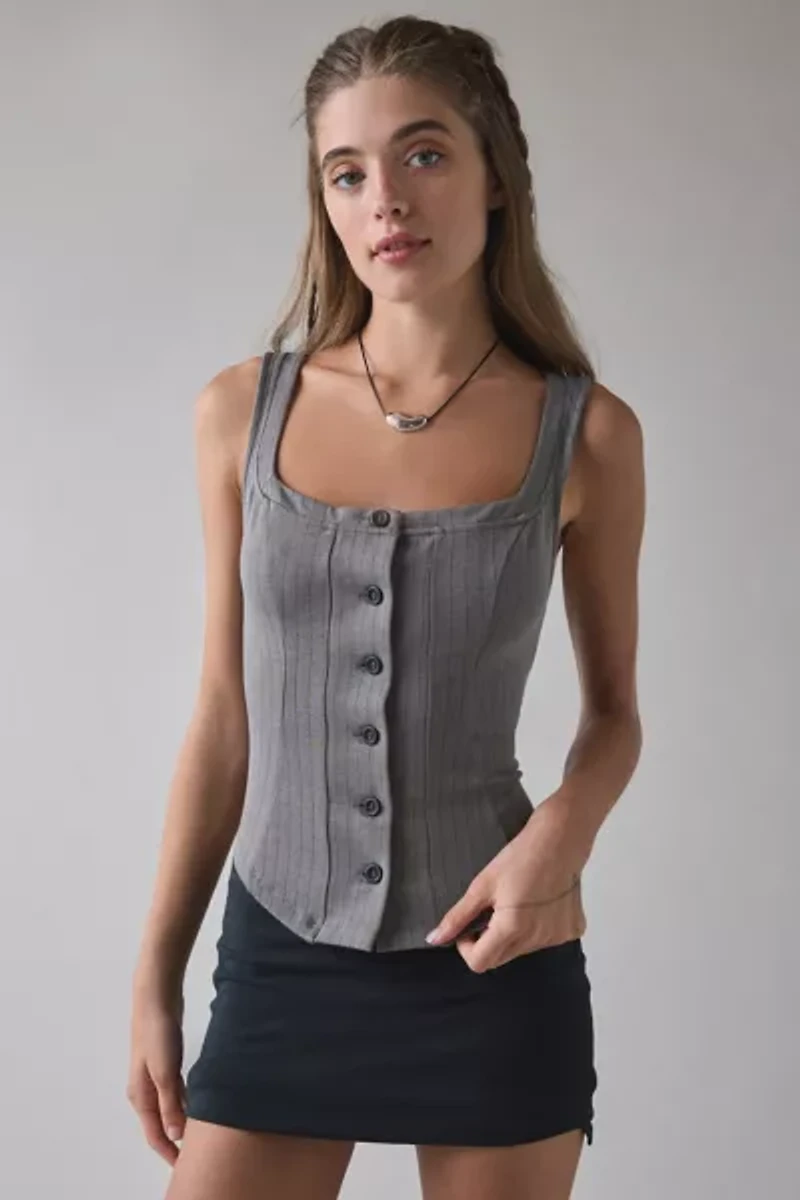 UO Scarlet Tailored Ponte Button Front Tailored Vest Top