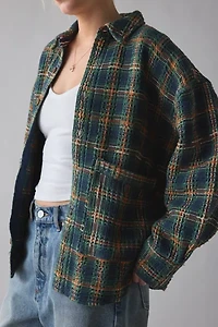 BDG Bryson Waffle Plaid Oversized Button-Down Shirt