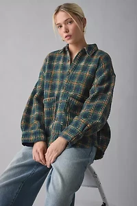 BDG Bryson Waffle Plaid Oversized Button-Down Shirt