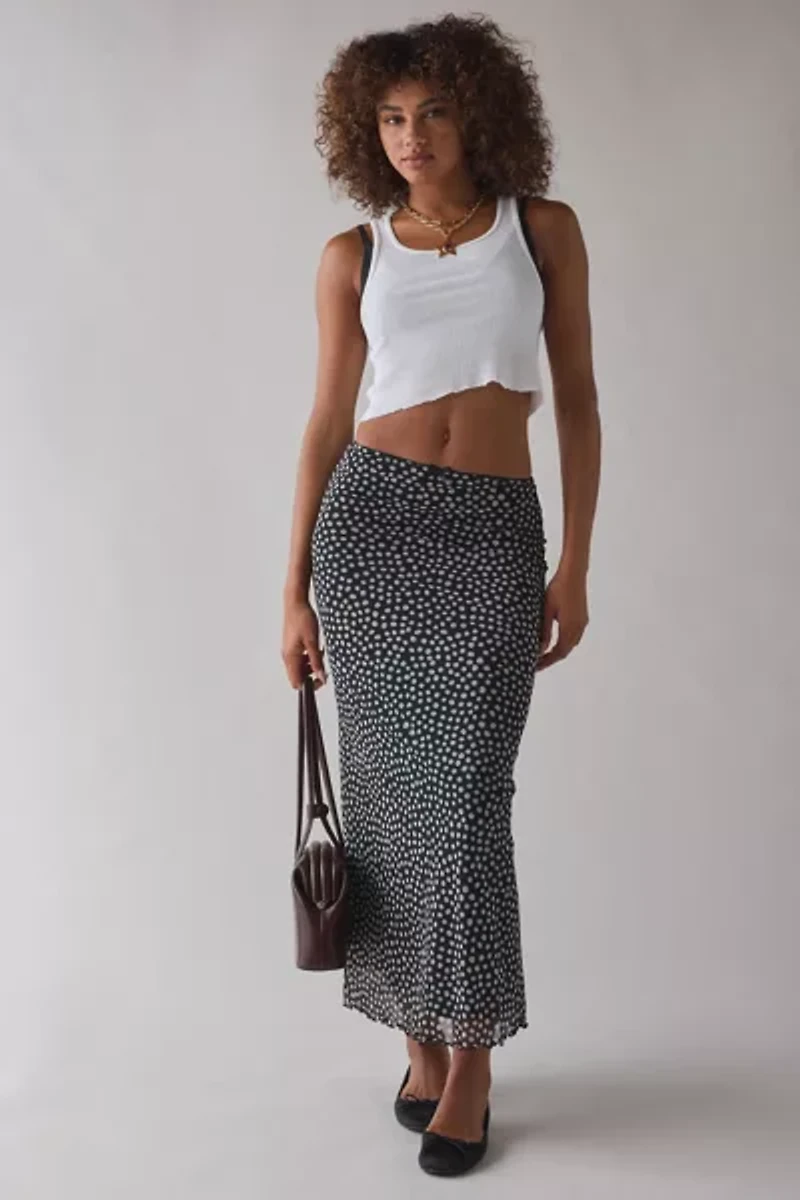 Kimchi Blue Pia Polka Dot Slip Midi Skirt