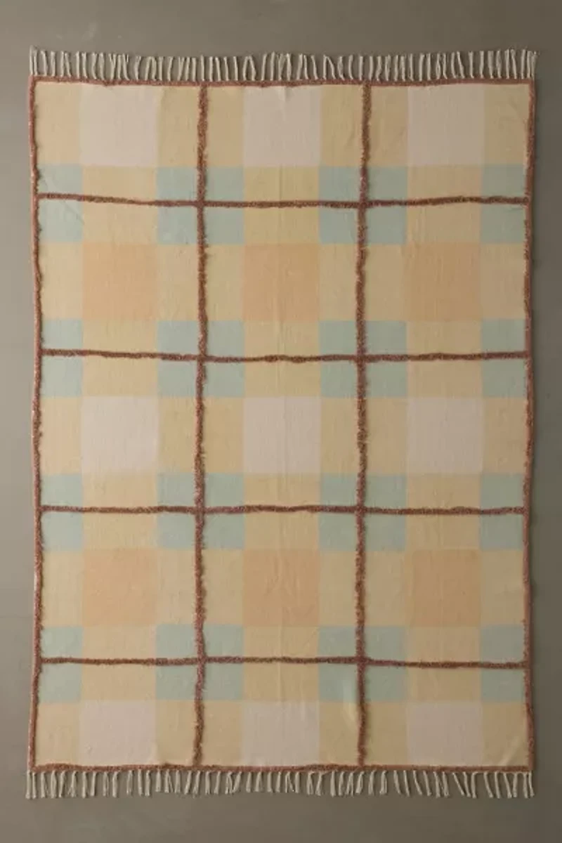 Plaid Woven Shaggy Tufted Rug