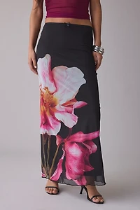 Kimchi Blue Can't Miss Printed Mesh Maxi Skirt