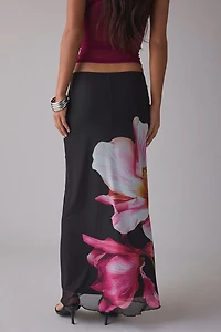 Kimchi Blue Can't Miss Printed Mesh Maxi Skirt