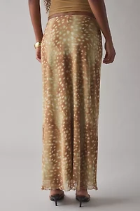 Kimchi Blue Doe Animal Print Mesh Maxi Skirt