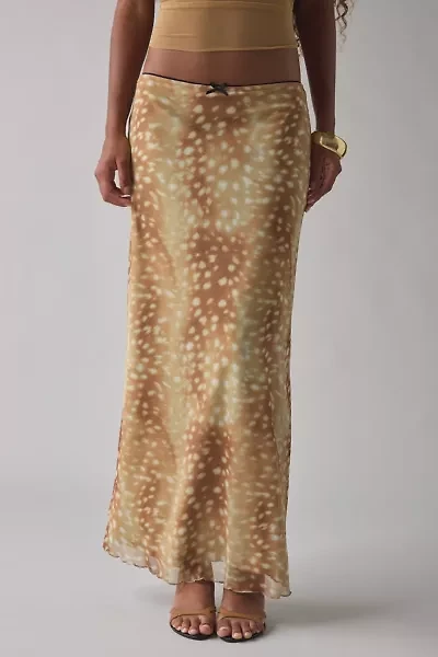 Kimchi Blue Doe Animal Print Mesh Maxi Skirt