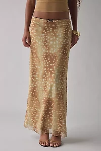 Kimchi Blue Doe Animal Print Mesh Maxi Skirt