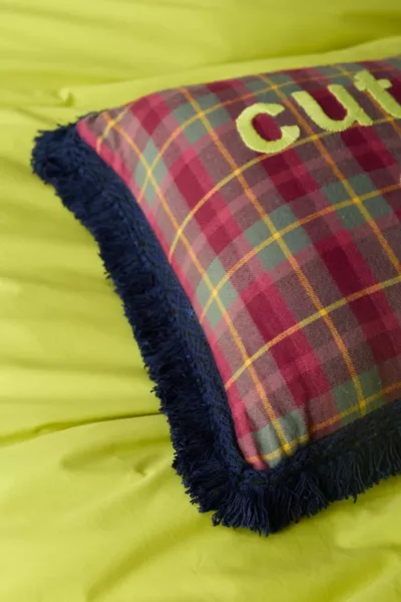 Cut The S*** Embroidered Fringe Throw Pillow