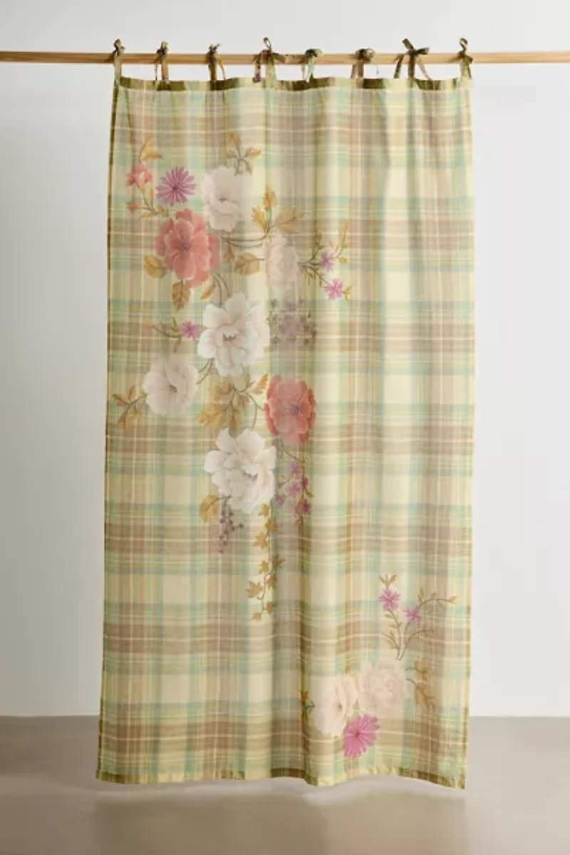 Maud Floral Plaid Patterned Window Panel