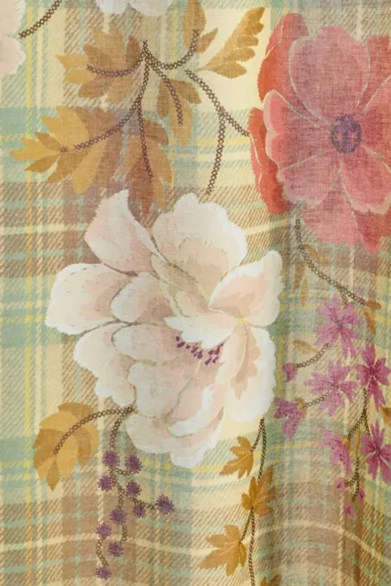 Maud Floral Plaid Patterned Window Panel
