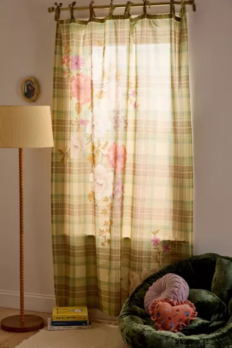 Maud Floral Plaid Patterned Window Panel