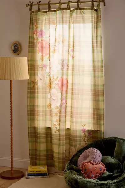 Maud Floral Plaid Patterned Window Panel