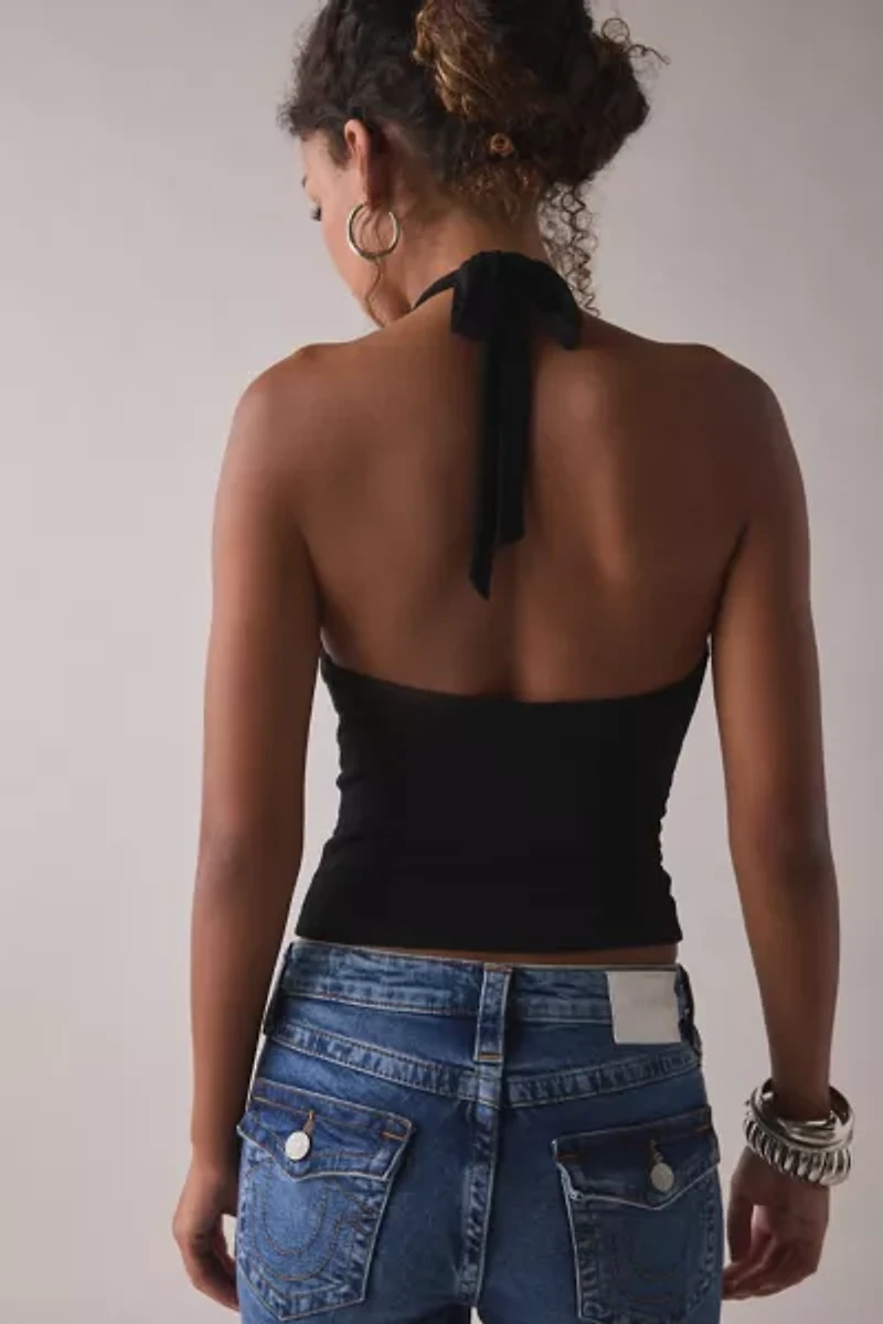 UO Roxy Keyhole Cutout High Neck Halter Top