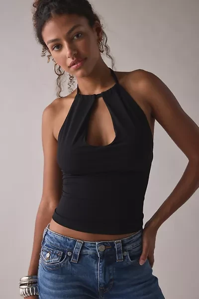 UO Roxy Keyhole Cutout High Neck Halter Top