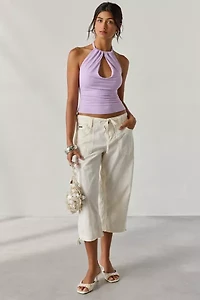 UO Roxy Keyhole Cutout High Neck Halter Top