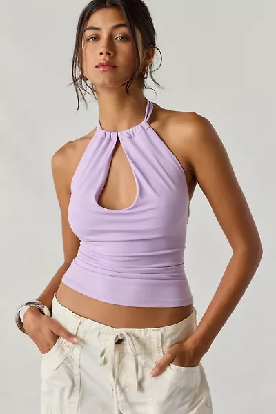 UO Roxy Keyhole Cutout High Neck Halter Top