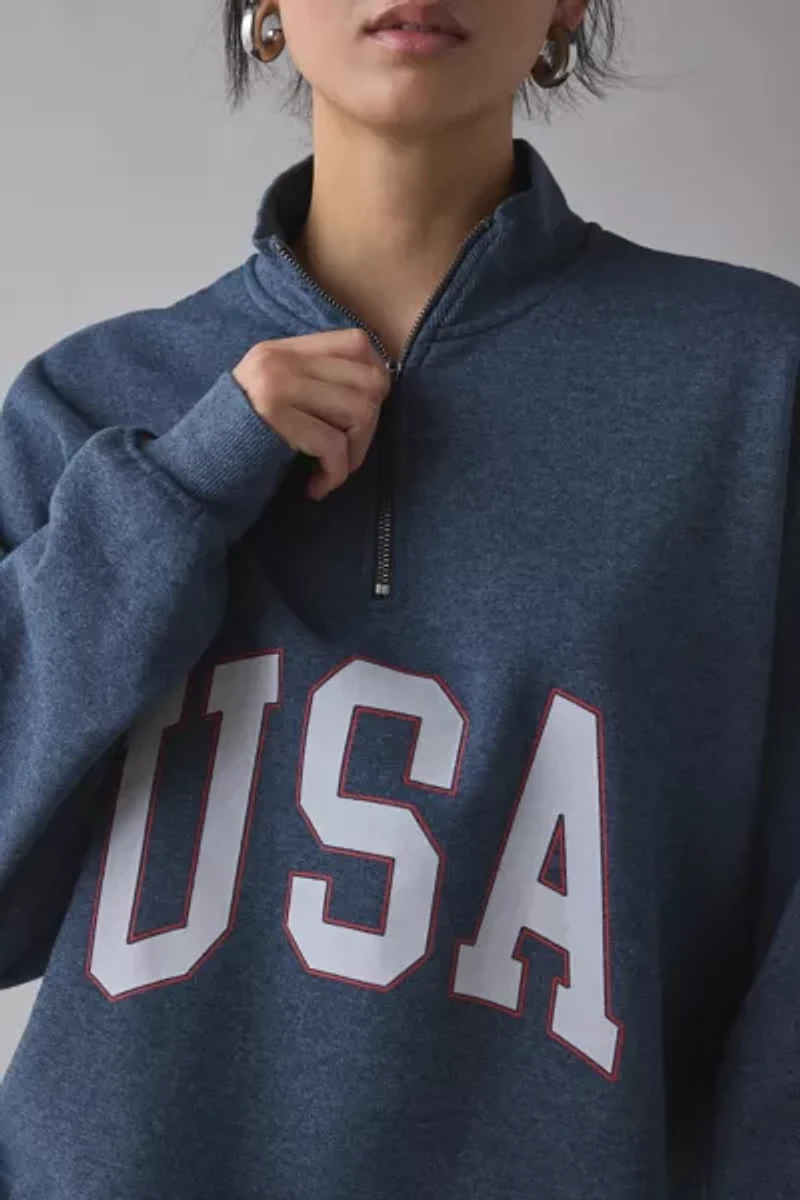 USA Graphic Oversized 1/4 Zip Fleece Pullover